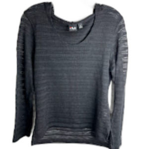 Black mesh Fila hoodie top - airy and transparent coverage size medium